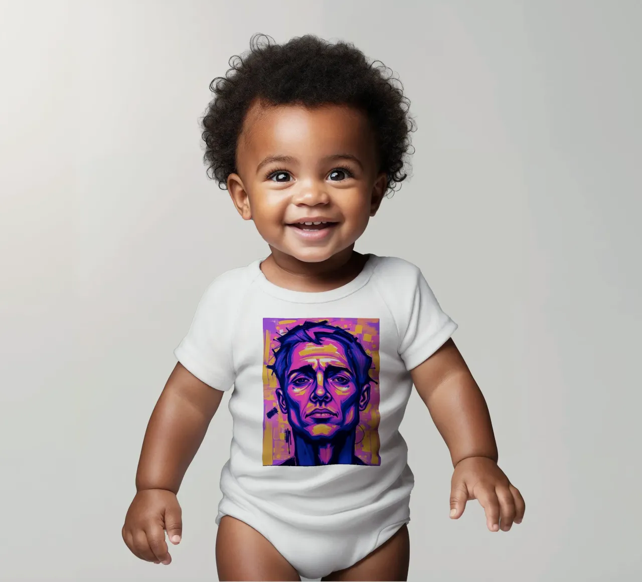 man with colorful background emphasizing artistic expression short-sleeve baby romper by DesignDoodle
