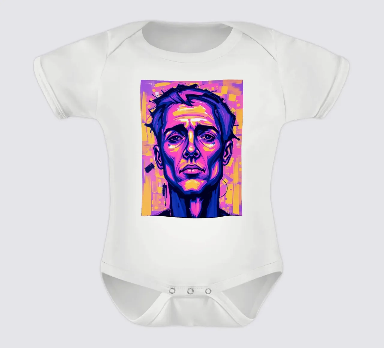 man with colorful background emphasizing artistic expression short-sleeve baby romper by DesignDoodle