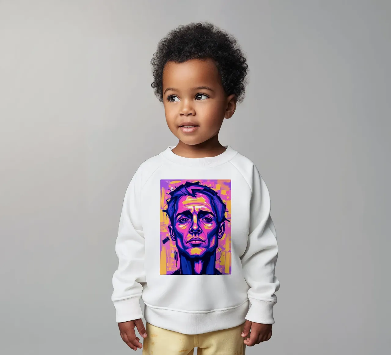 man with colorful background emphasizing artistic expression baby sweatshirt by DesignDoodle