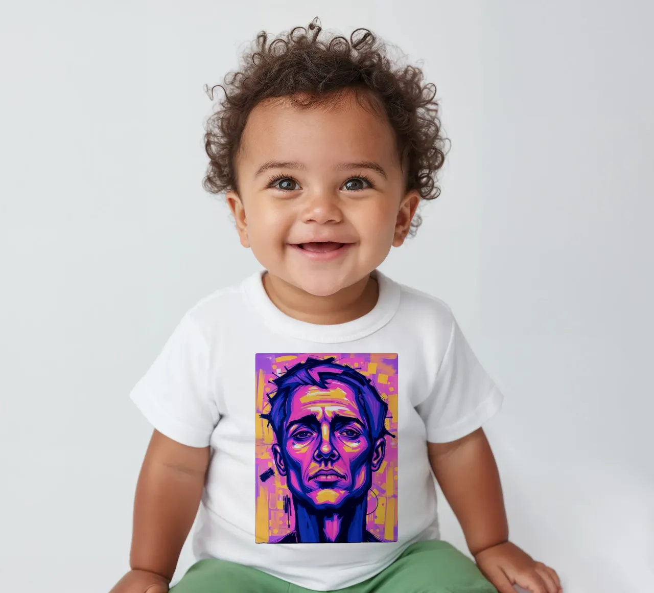 man with colorful background emphasizing artistic expression baby t-shirt by DesignDoodle