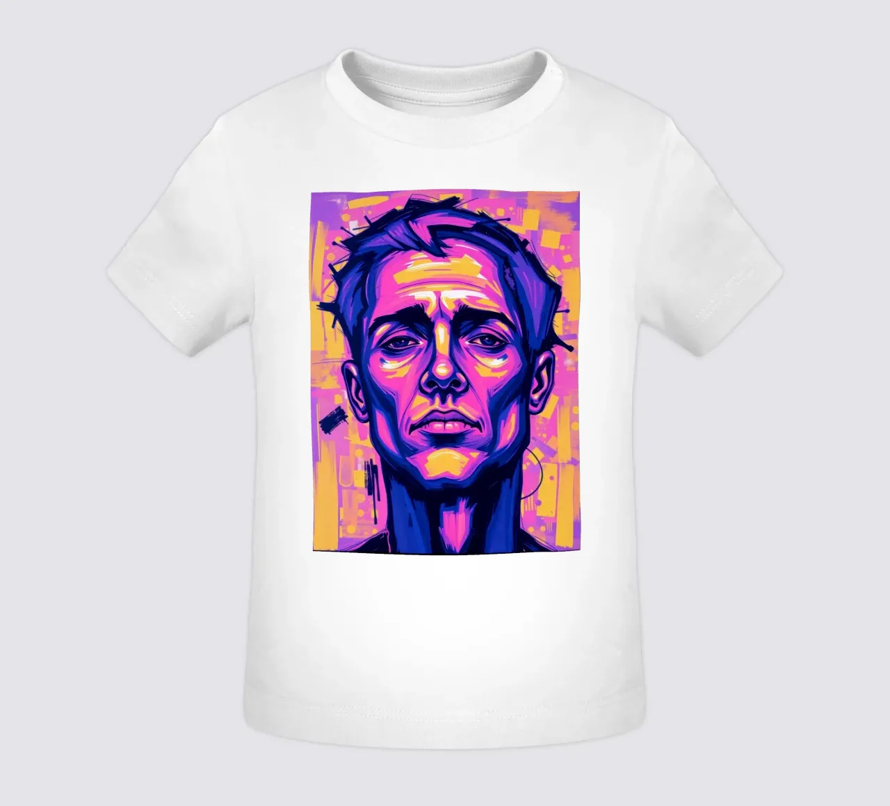man with colorful background emphasizing artistic expression baby t-shirt by DesignDoodle