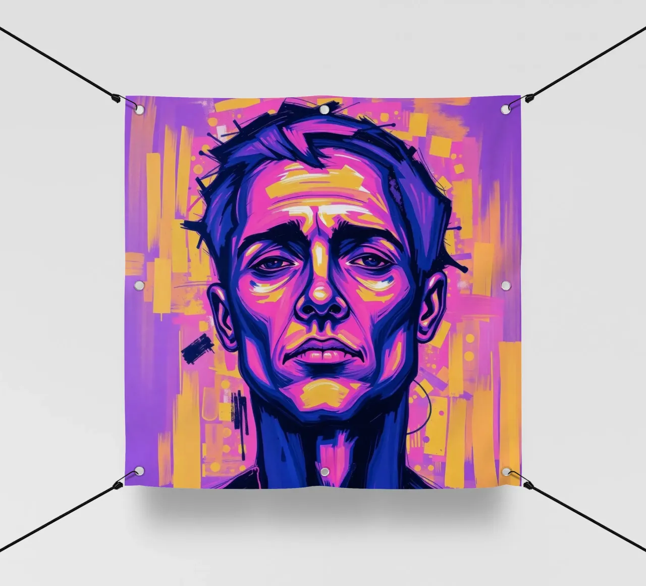 man with colorful background emphasizing artistic expression pvc cover by DesignDoodle
