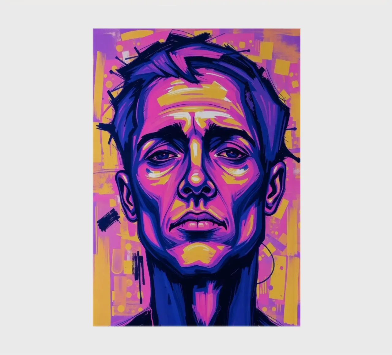 man with colorful background emphasizing artistic expression notebook by DesignDoodle