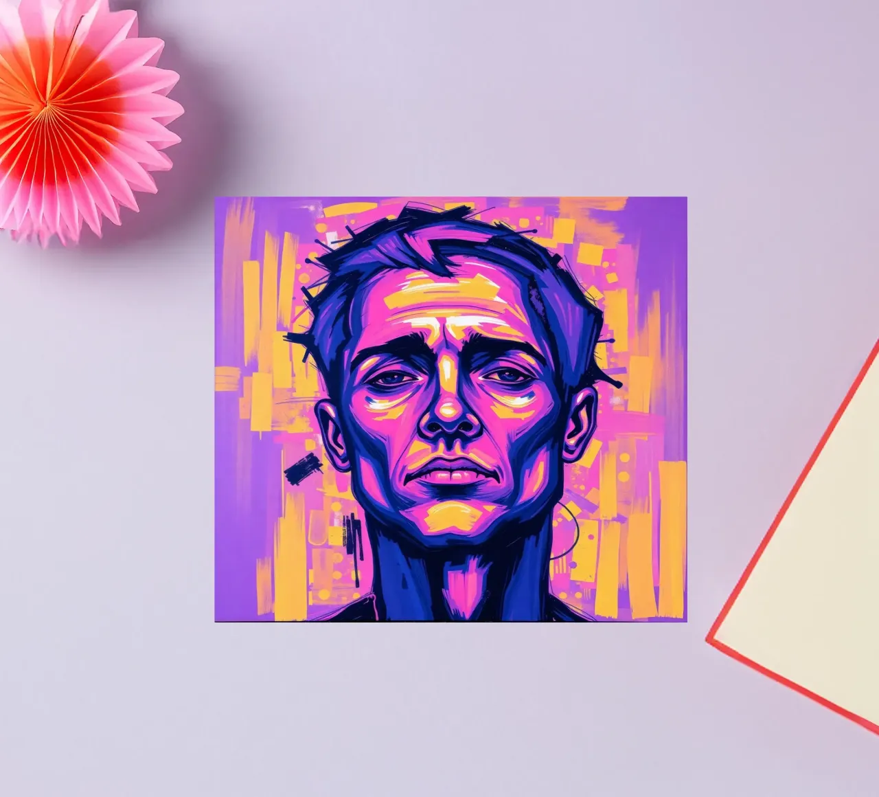 man with colorful background emphasizing artistic expression sticker by DesignDoodle