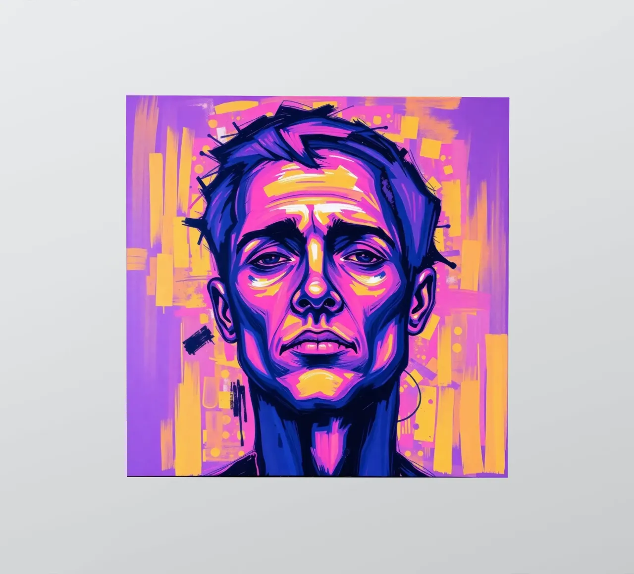 uomo con sfondo colorato che sottolinea l'espressione artistica adesivo da DesignDoodle