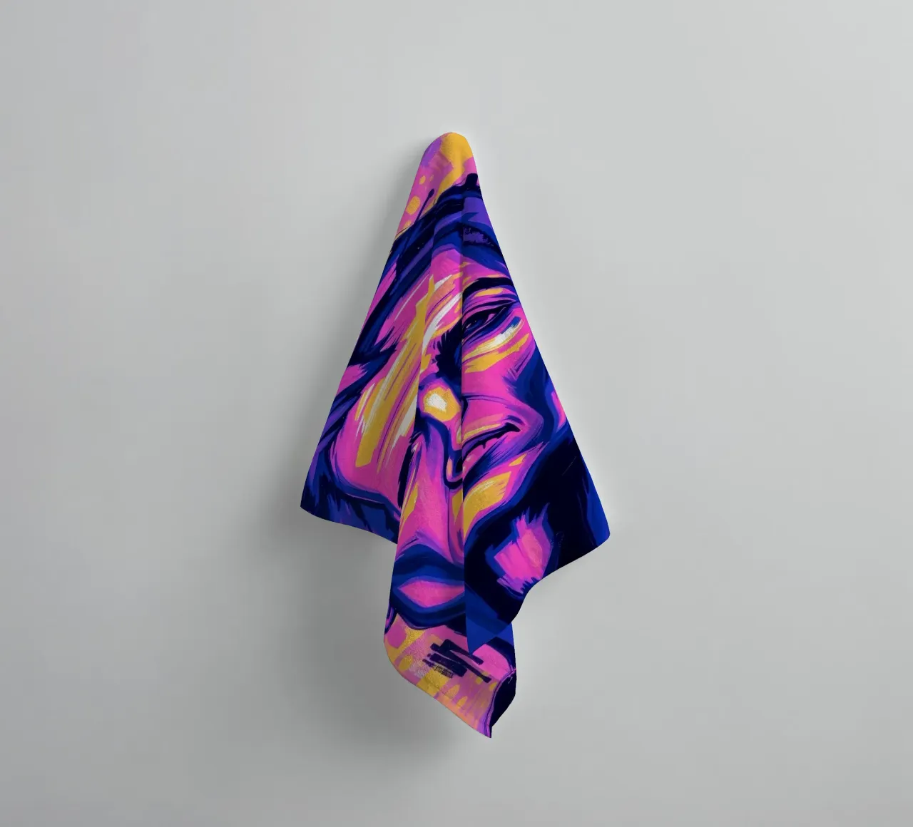 man with colorful background emphasizing artistic expression towel by DesignDoodle