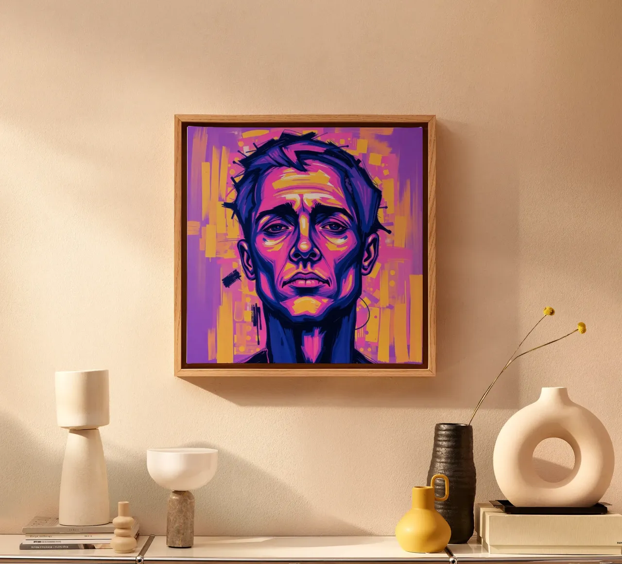 homme sur fond coloré mettant en valeur l'expression artistique toile de DesignDoodle