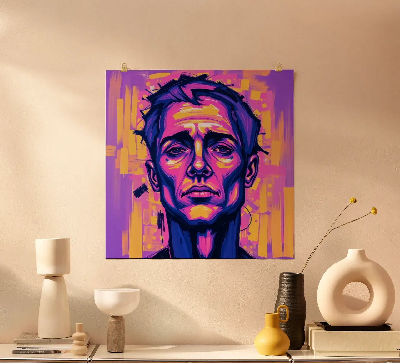 homme sur fond coloré mettant en valeur l'expression artistique hahnemühle de DesignDoodle