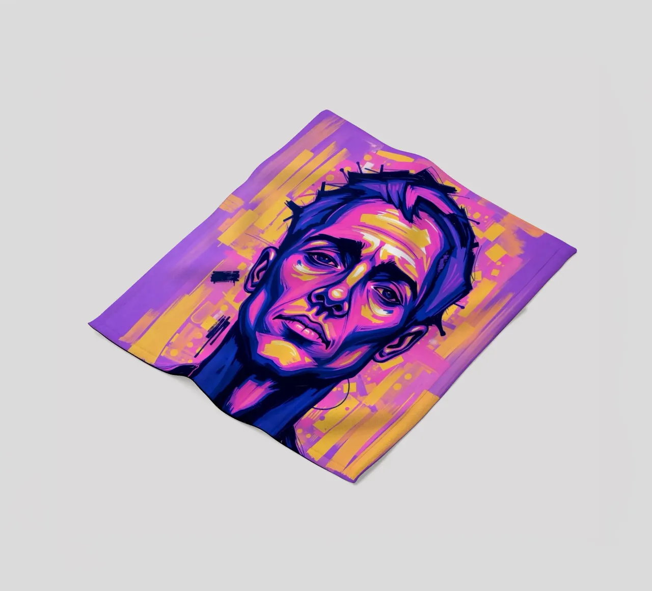 man with colorful background emphasizing artistic expression fleece blanket by DesignDoodle