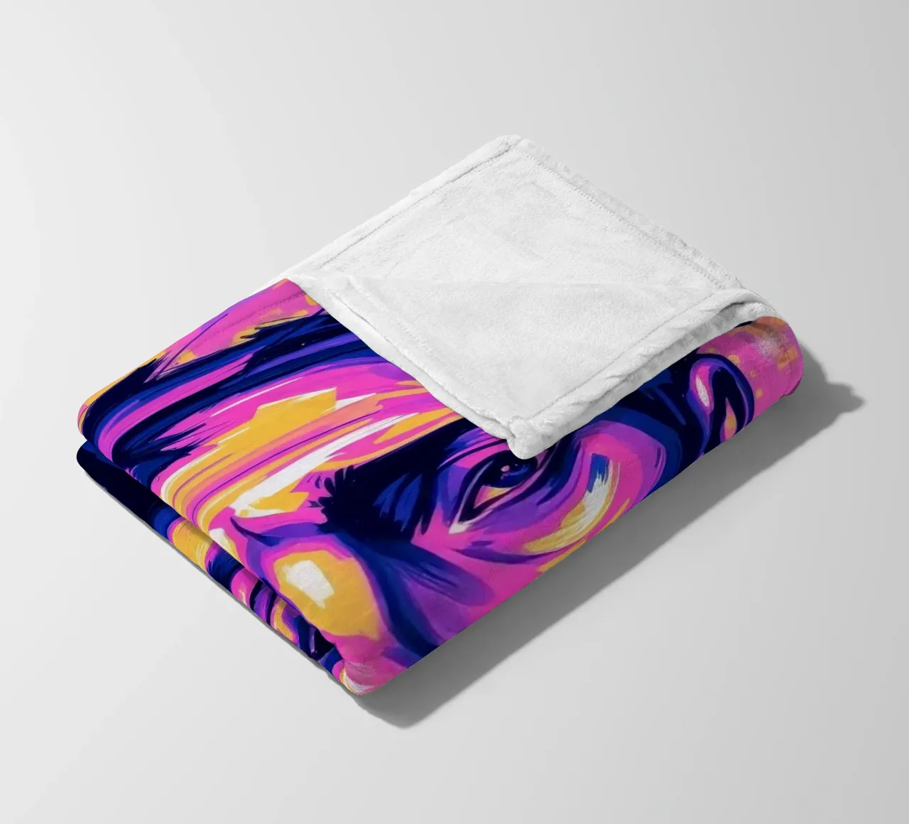 homme sur fond coloré mettant en valeur l'expression artistique plaid polaire de DesignDoodle