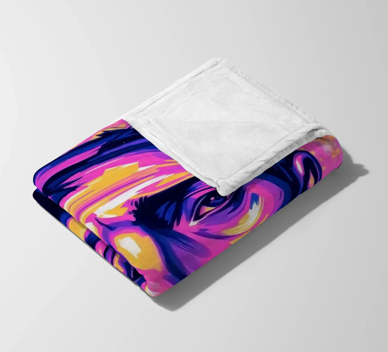 man with colorful background emphasizing artistic expression fleece blanket by DesignDoodle