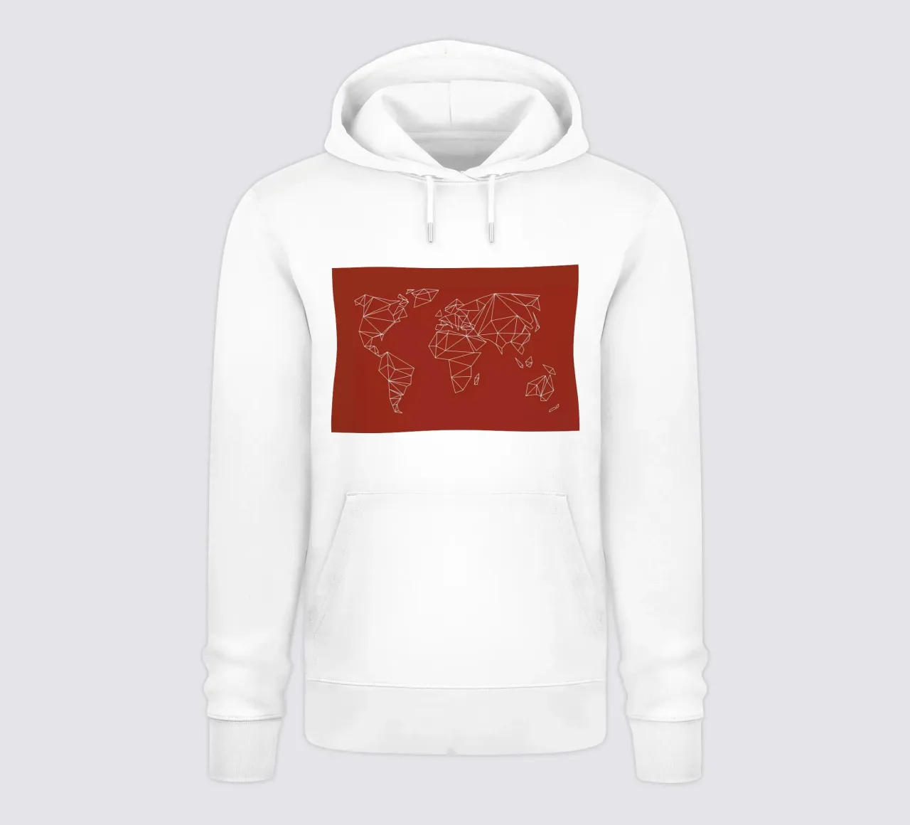 Geometrical World Map - Earthy Red Terracotta felpa con cappuccio da Studio Nahili
