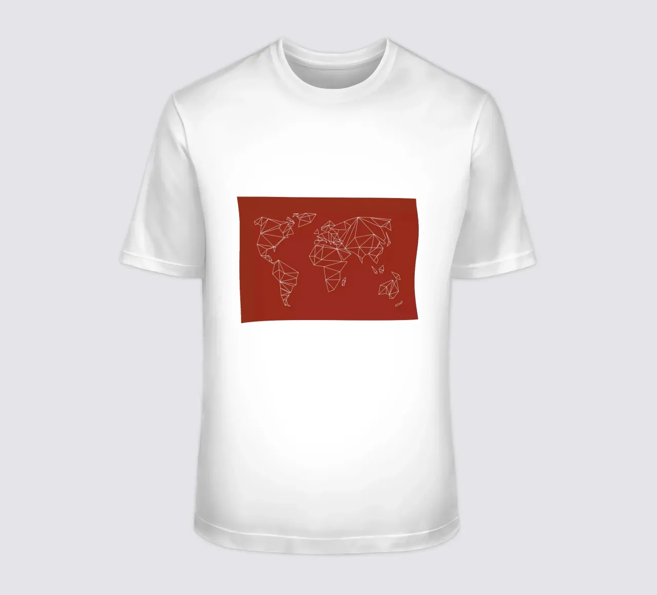 Geometrical World Map - Earthy Red Terracotta t-shirt da Studio Nahili