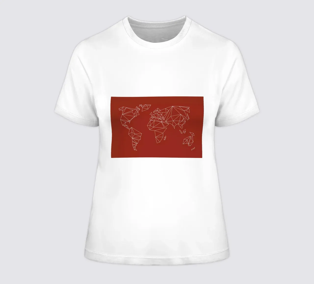 Geometrical World Map - Earthy Red Terracotta camiseta de mujer de Studio Nahili