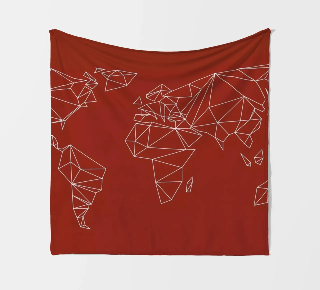 Geometrical World Map - Earthy Red Terracotta coperta in pile da Studio Nahili