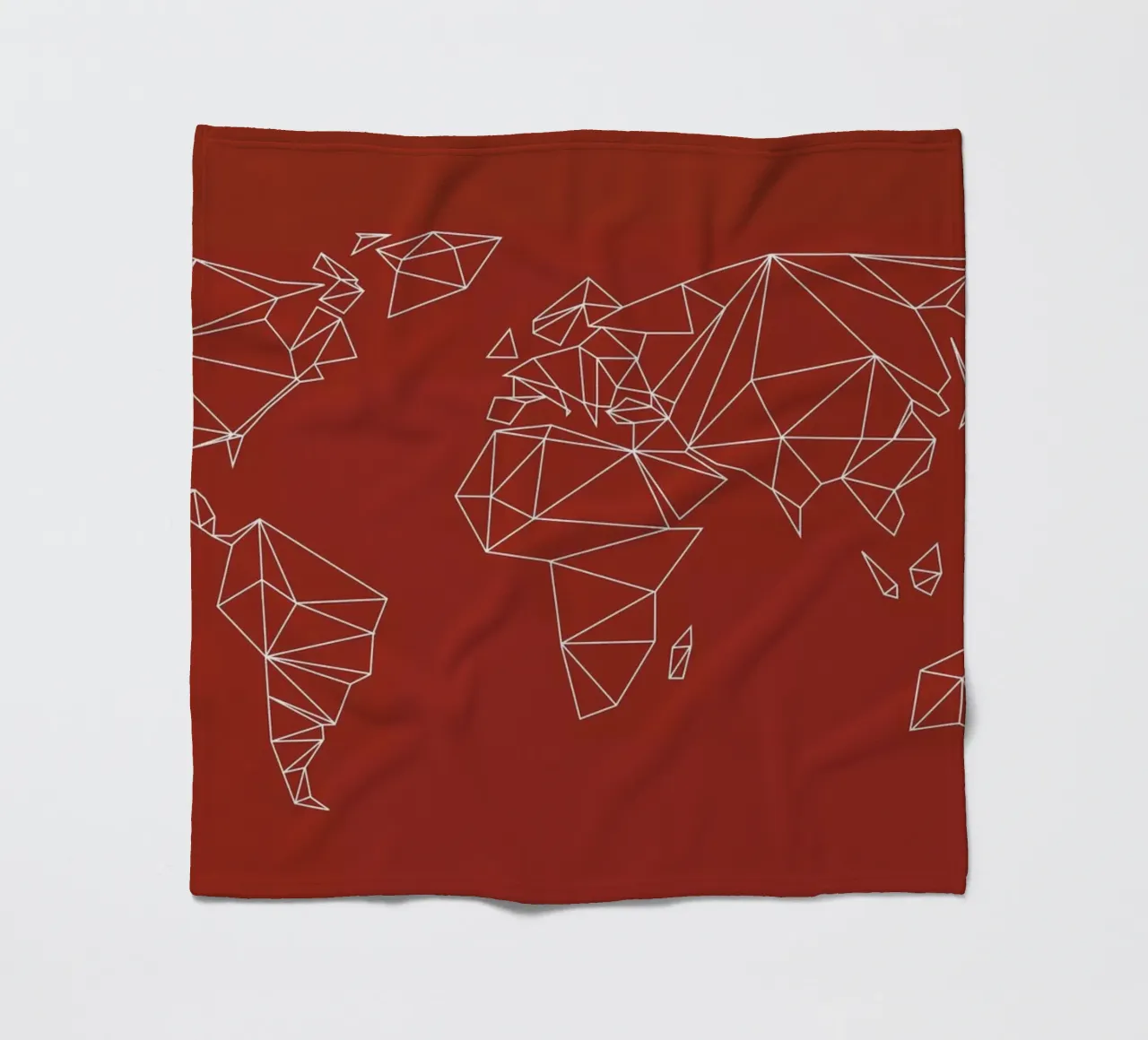 Geometrical World Map - Earthy Red Terracotta coperta in pile da Studio Nahili