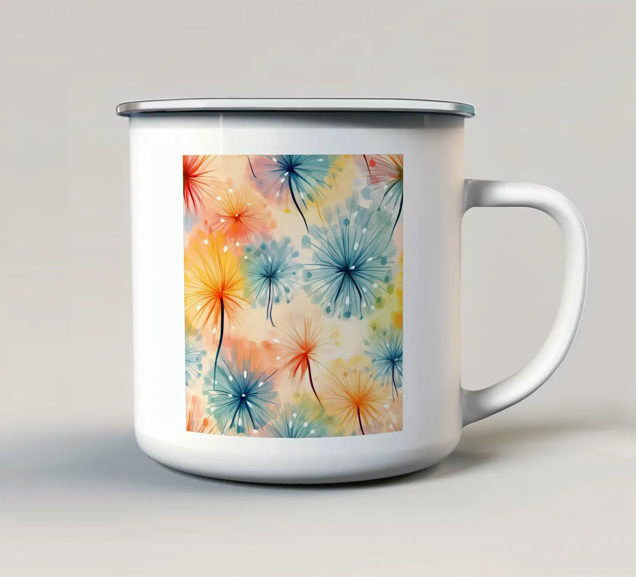 Denti di leone floreali Pinky tazza in smalto da Botanical Pattern House