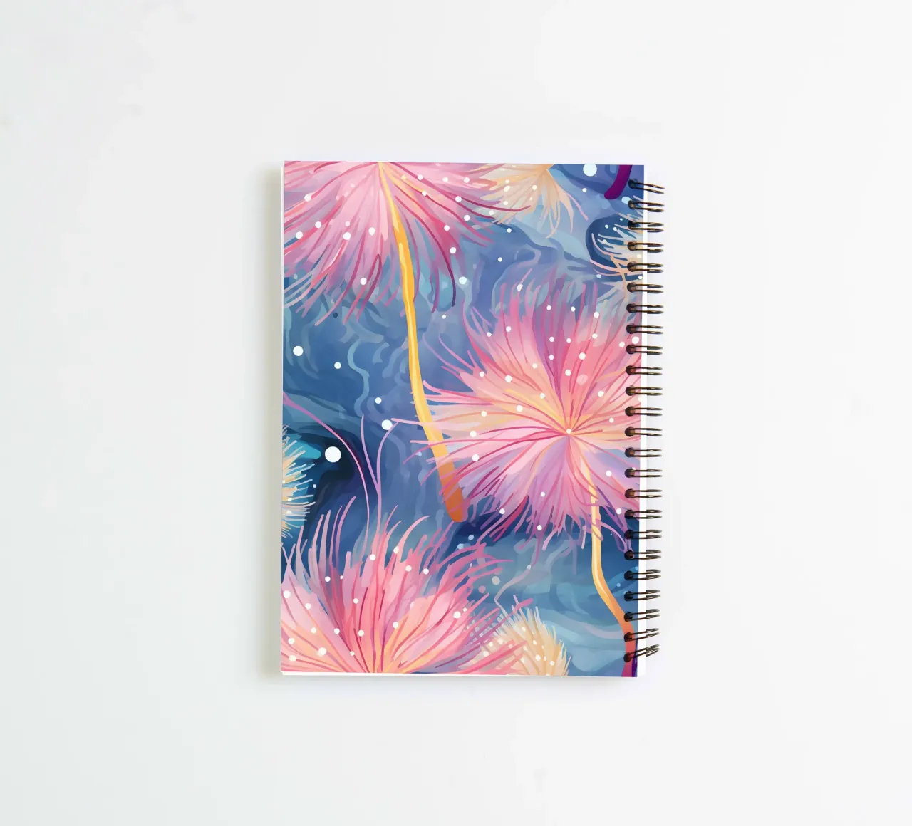 Pinky Floral Dandelions spiral notebook by Botanical Pattern House
