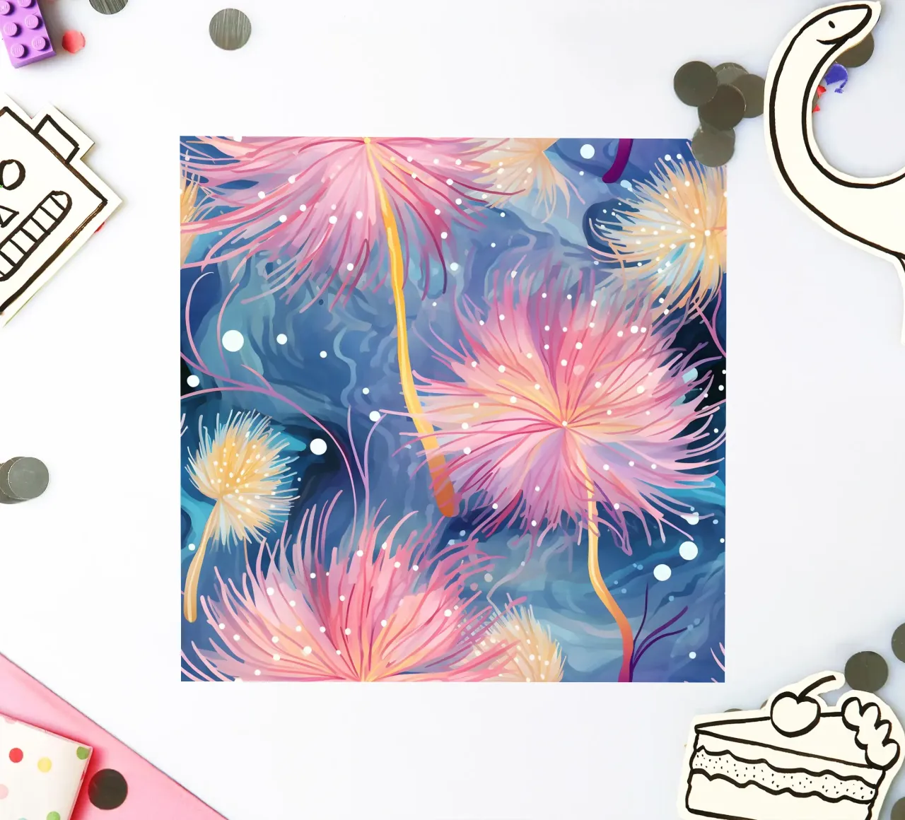 Pinky Floral Dandelions sticker by Botanical Pattern House