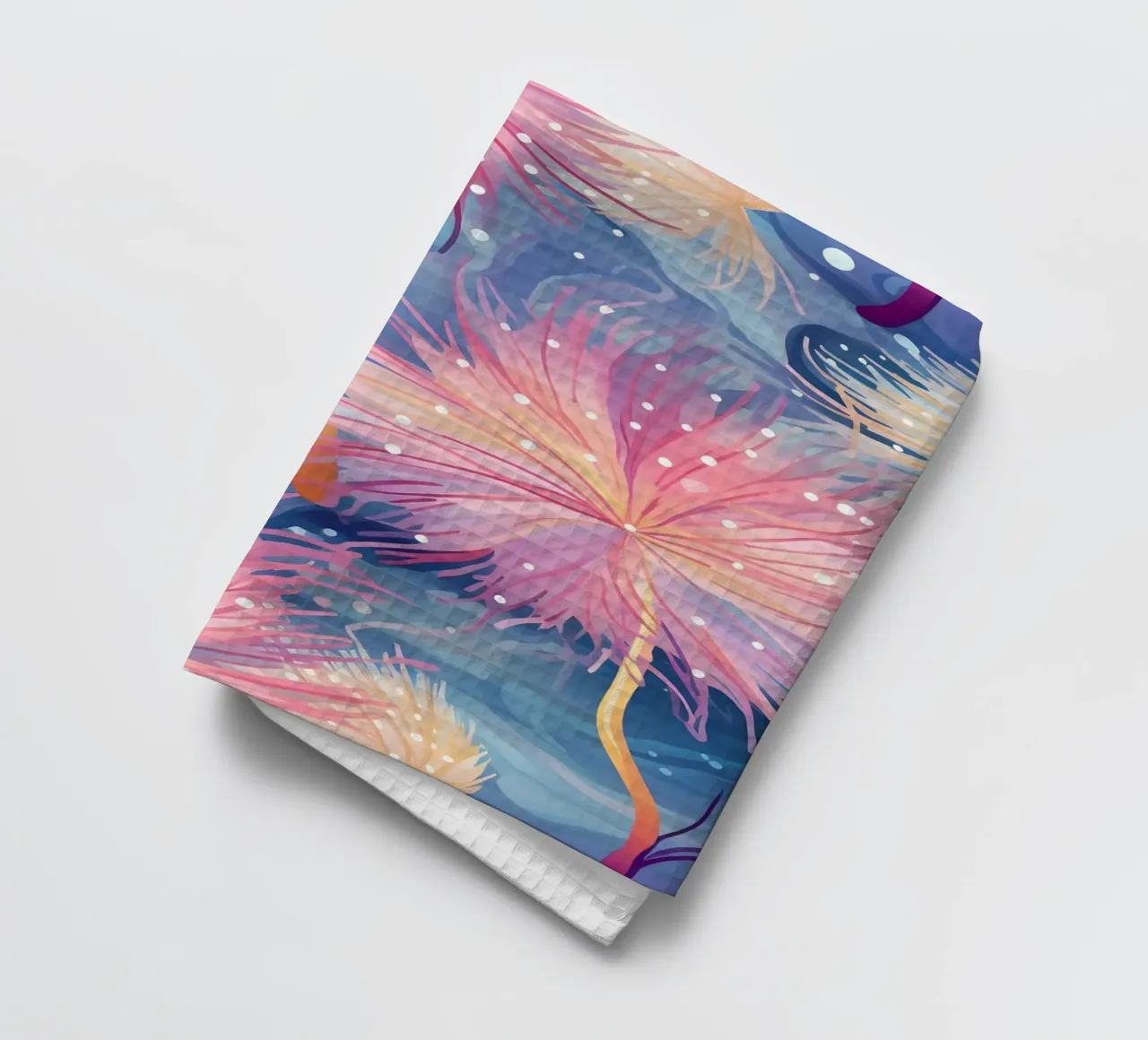 Pinky Floral Dandelions tea towel by Botanical Pattern House
