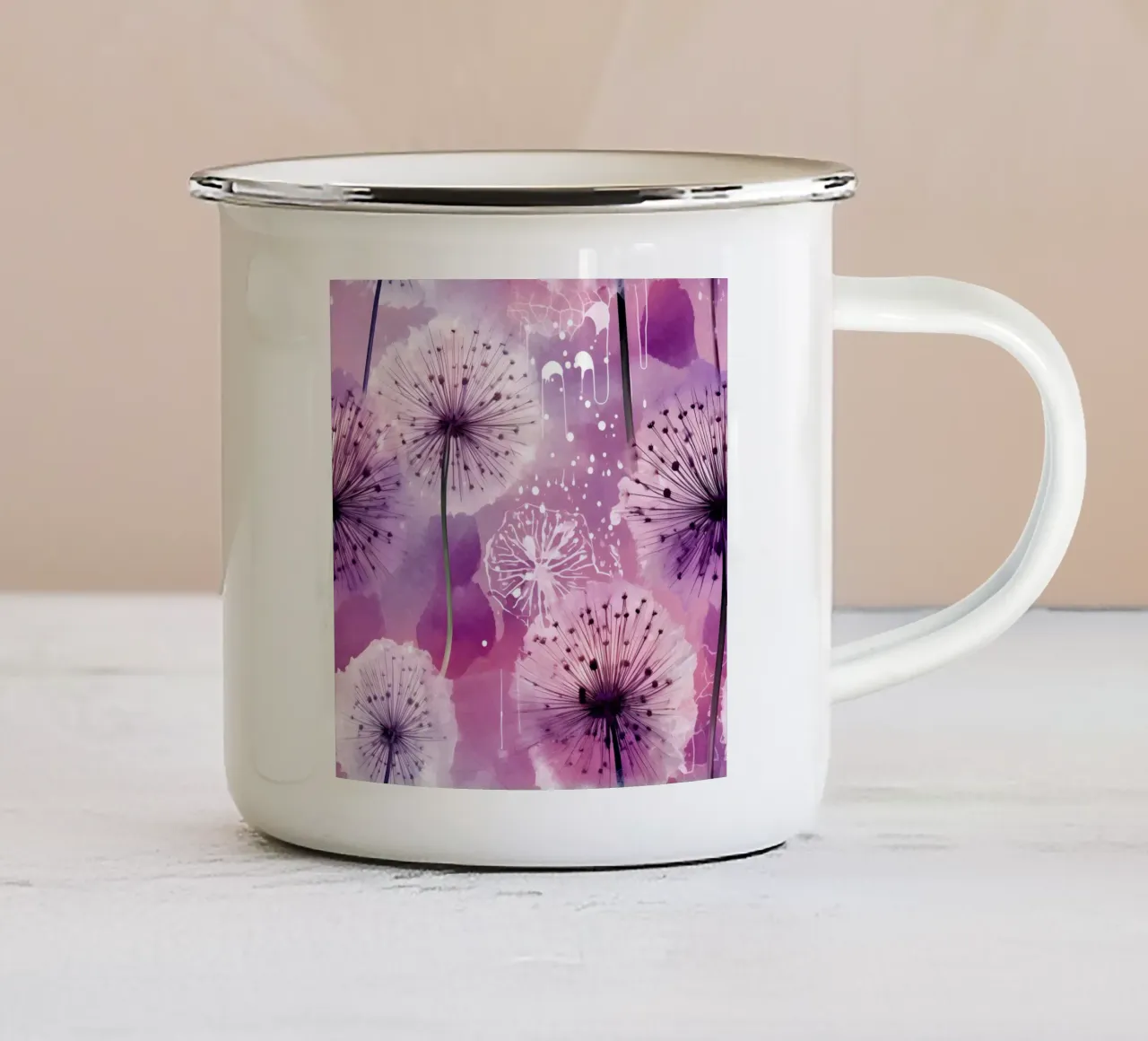 Dente di leone viola tazza in smalto da Botanical Pattern House