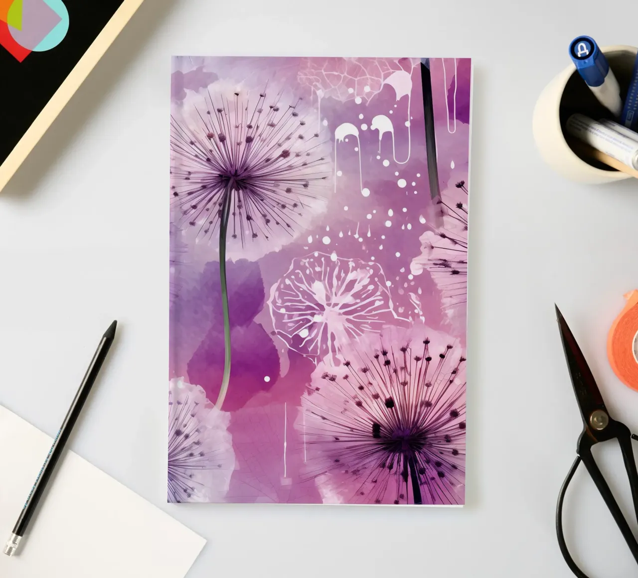 Purple Dandelions notebook by Botanical Pattern House