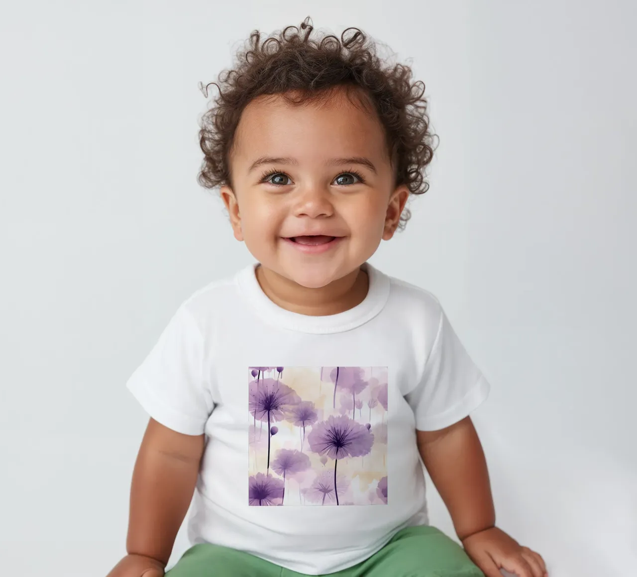 Purple Dandelions baby t-shirt by Botanical Pattern House