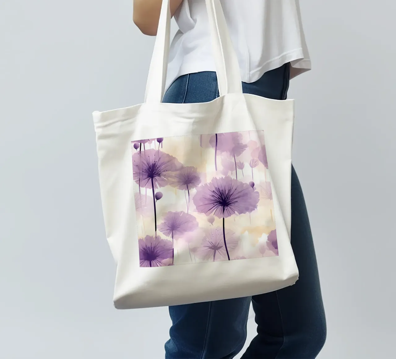 Lila Löwenzahn Jutebeutel von Botanical Pattern House