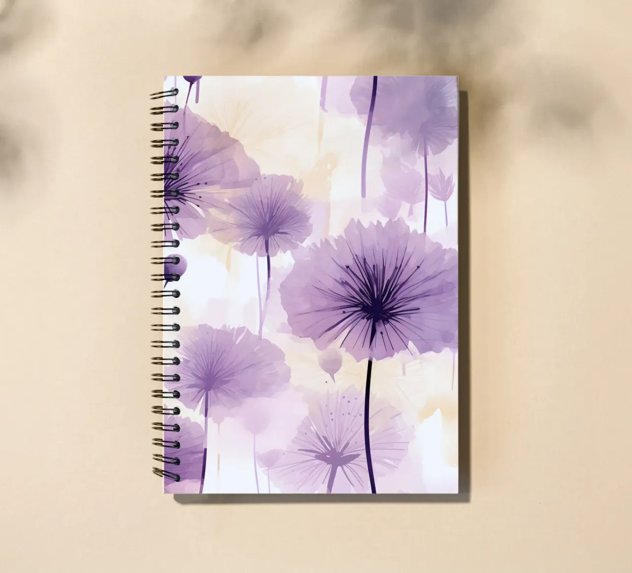 Purple Dandelions spiral notebook by Botanical Pattern House