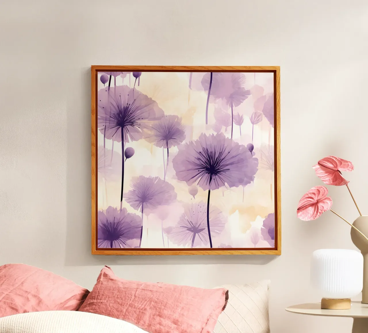 Paarse paardenbloemen acryl van Botanical Pattern House