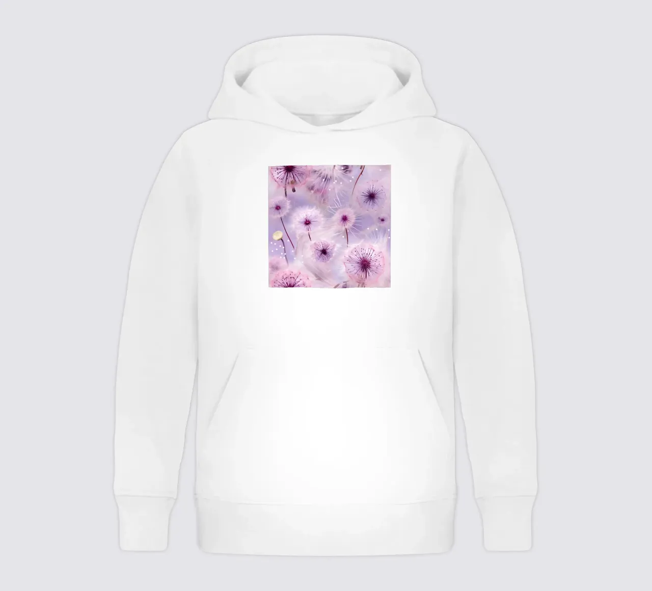 Purple Dandelions kids hoodie by Botanical Pattern House