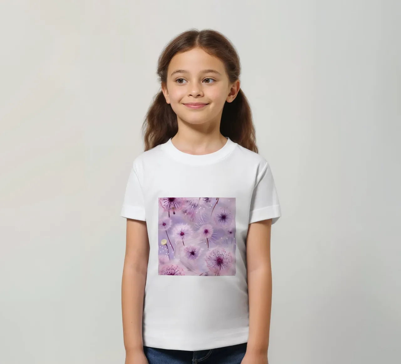 Purple Dandelions kids t-shirt by Botanical Pattern House