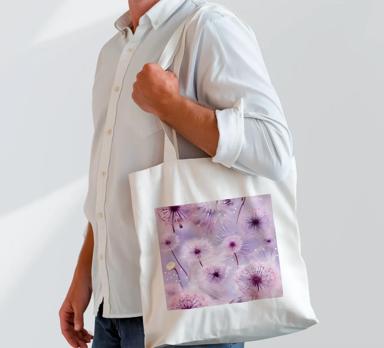 Purple Dandelions tote bag by Botanical Pattern House