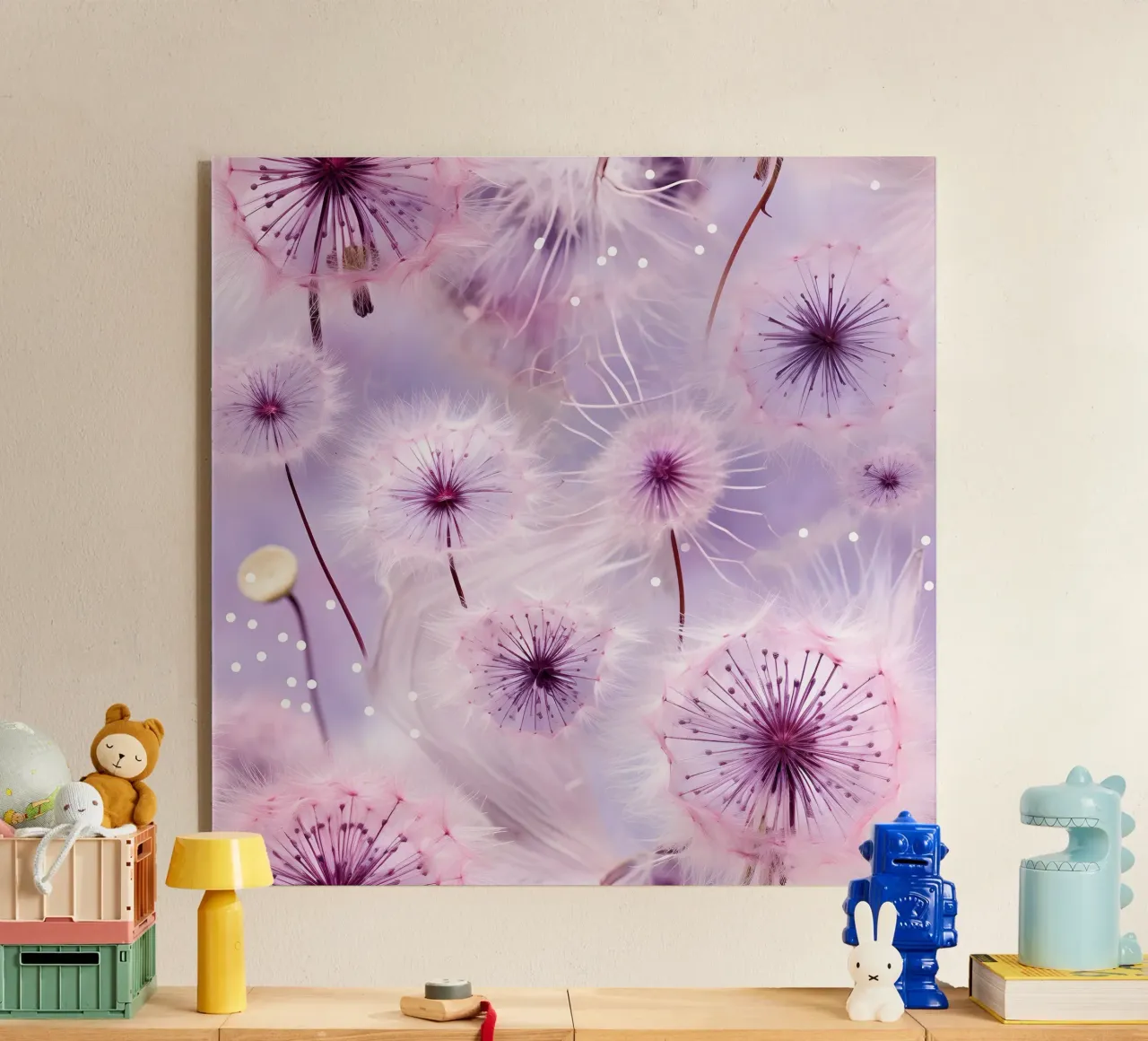 Purple Dandelions acrylic glass by Botanical Pattern House