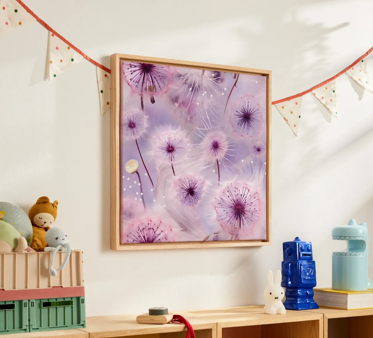 Purple Dandelions canvas by Botanical Pattern House
