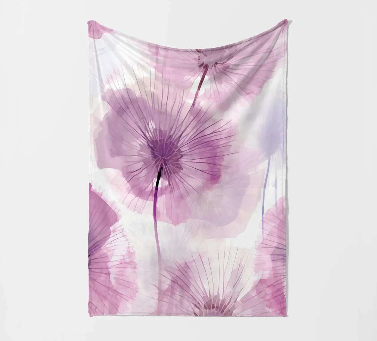 Purple Dandelions fleece blanket by Botanical Pattern House