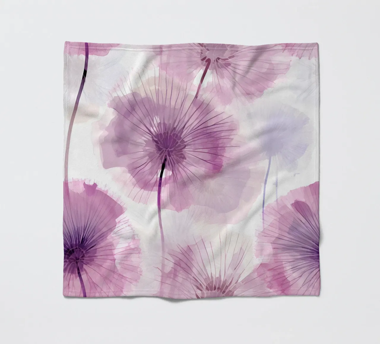 Purple Dandelions fleece blanket by Botanical Pattern House