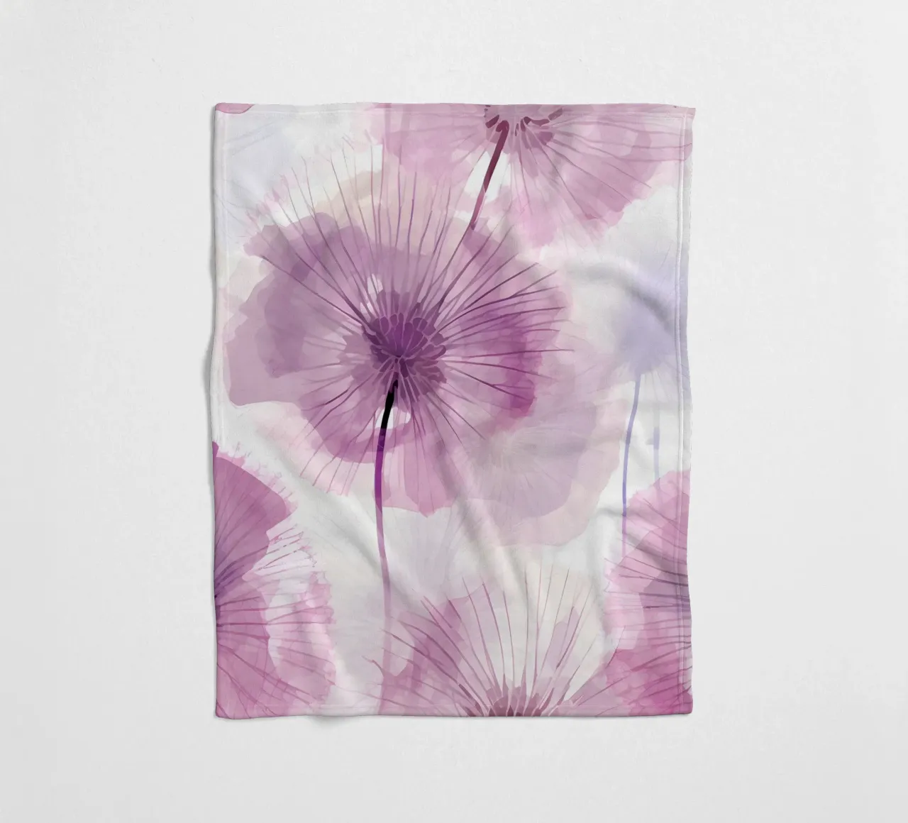 Purple Dandelions fleece blanket by Botanical Pattern House