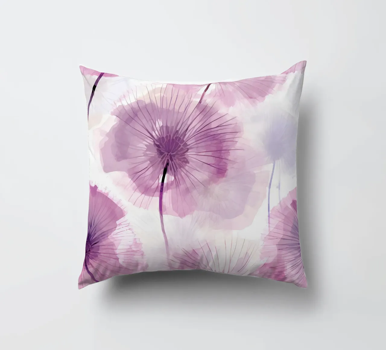 Purple Dandelions decorative cushion by Botanical Pattern House