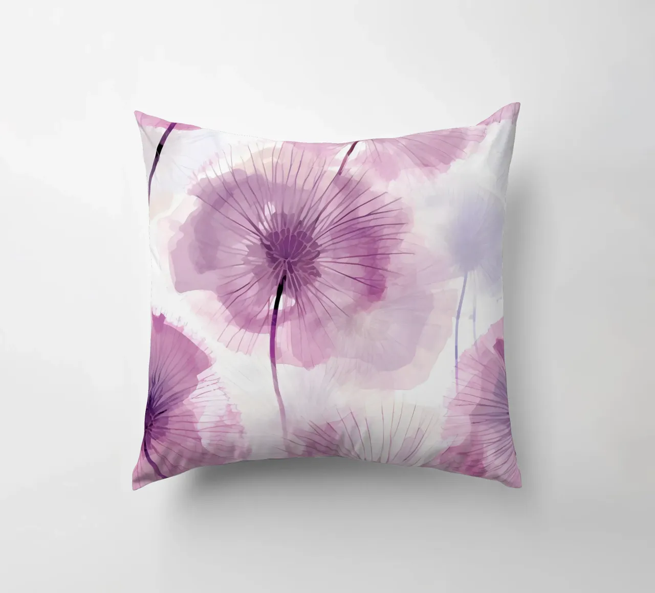 Purple Dandelions decorative cushion by Botanical Pattern House