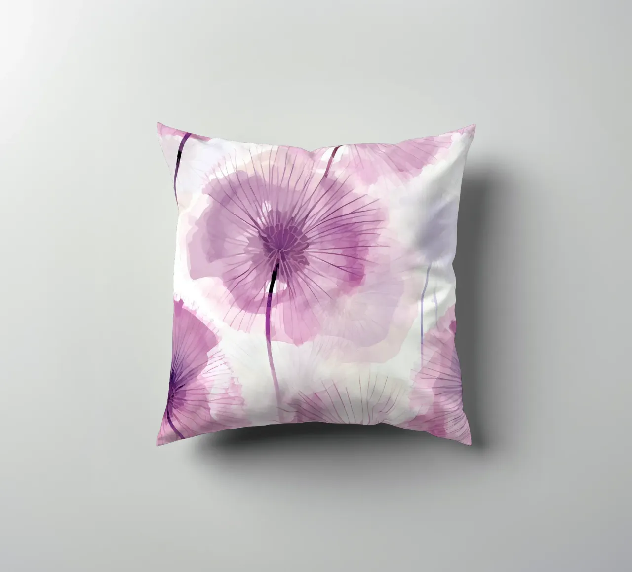 Purple Dandelions decorative cushion by Botanical Pattern House