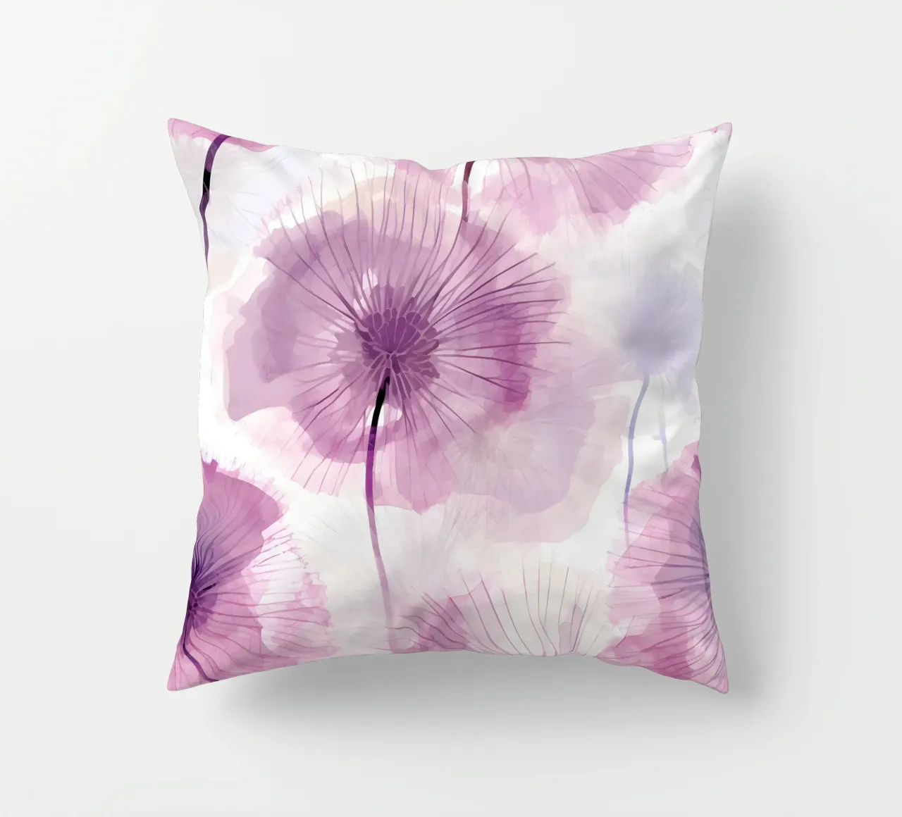 Purple Dandelions decorative cushion by Botanical Pattern House