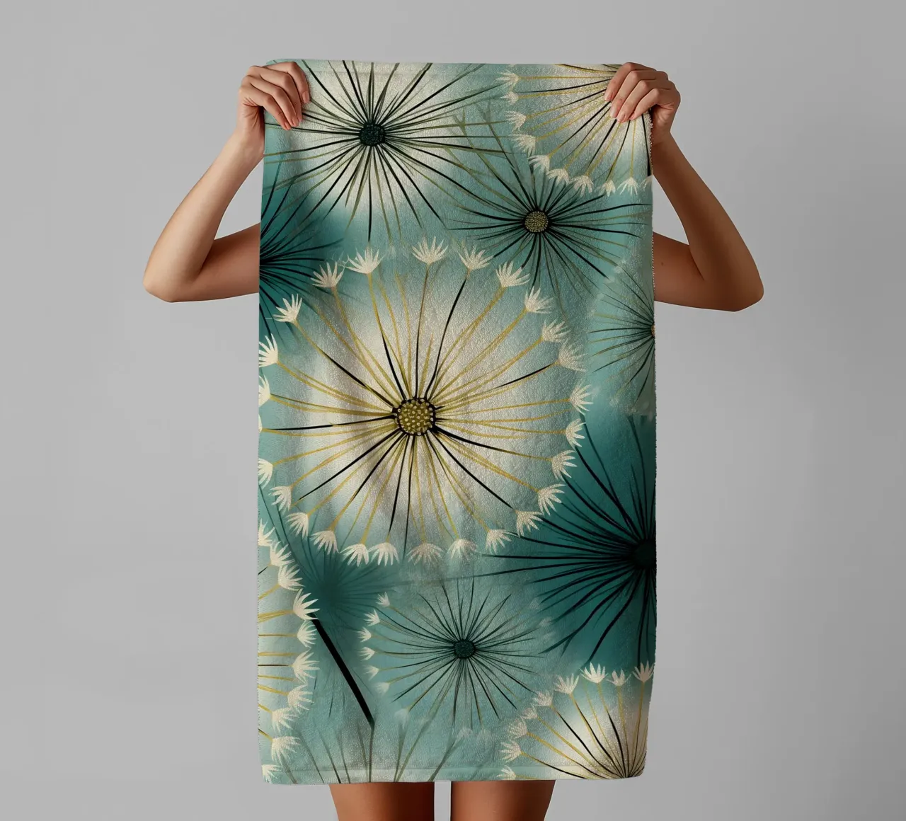 Soft Dandelions towel by Botanical Pattern House