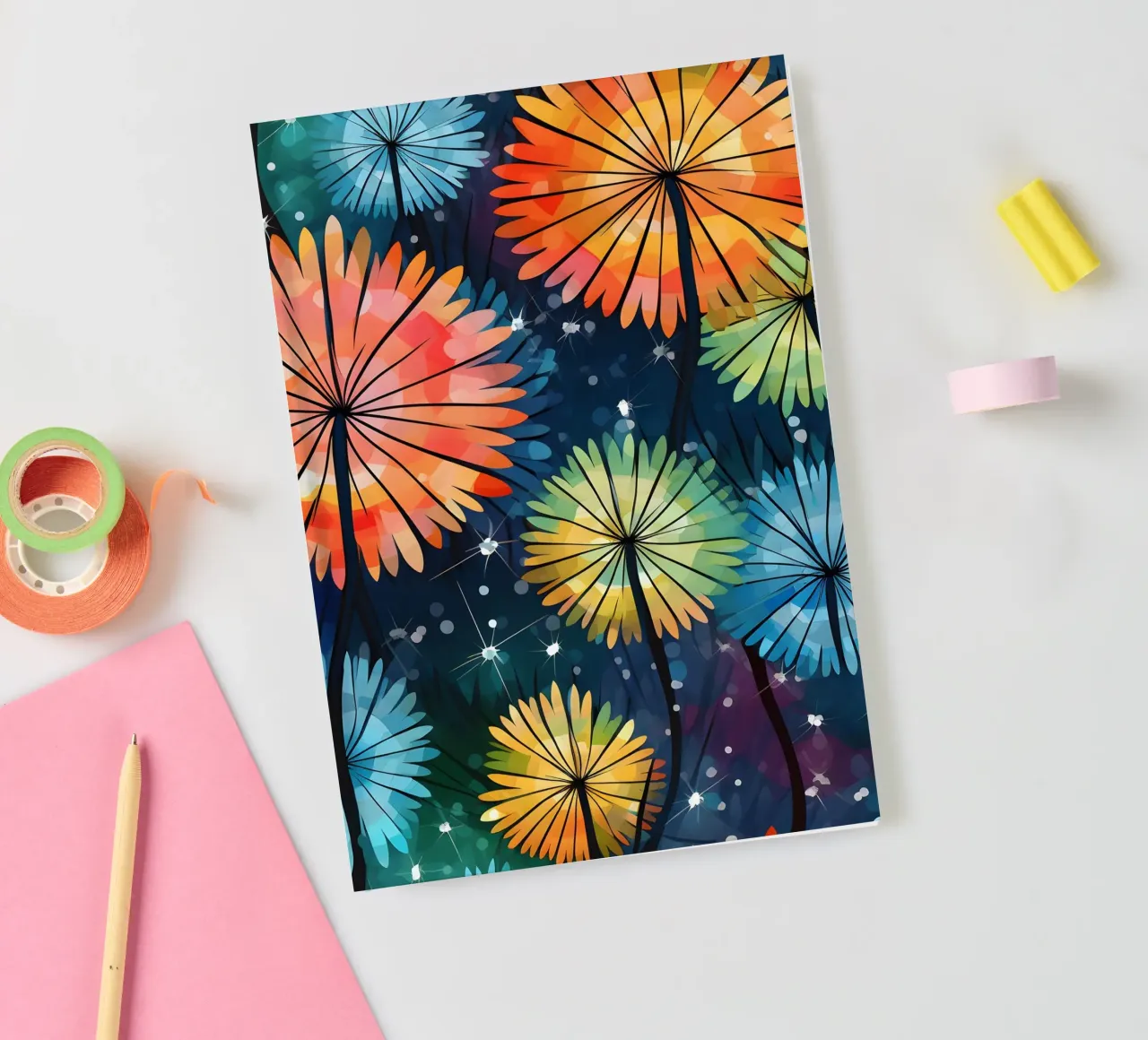 Starlit Dandelions notebook by Botanical Pattern House