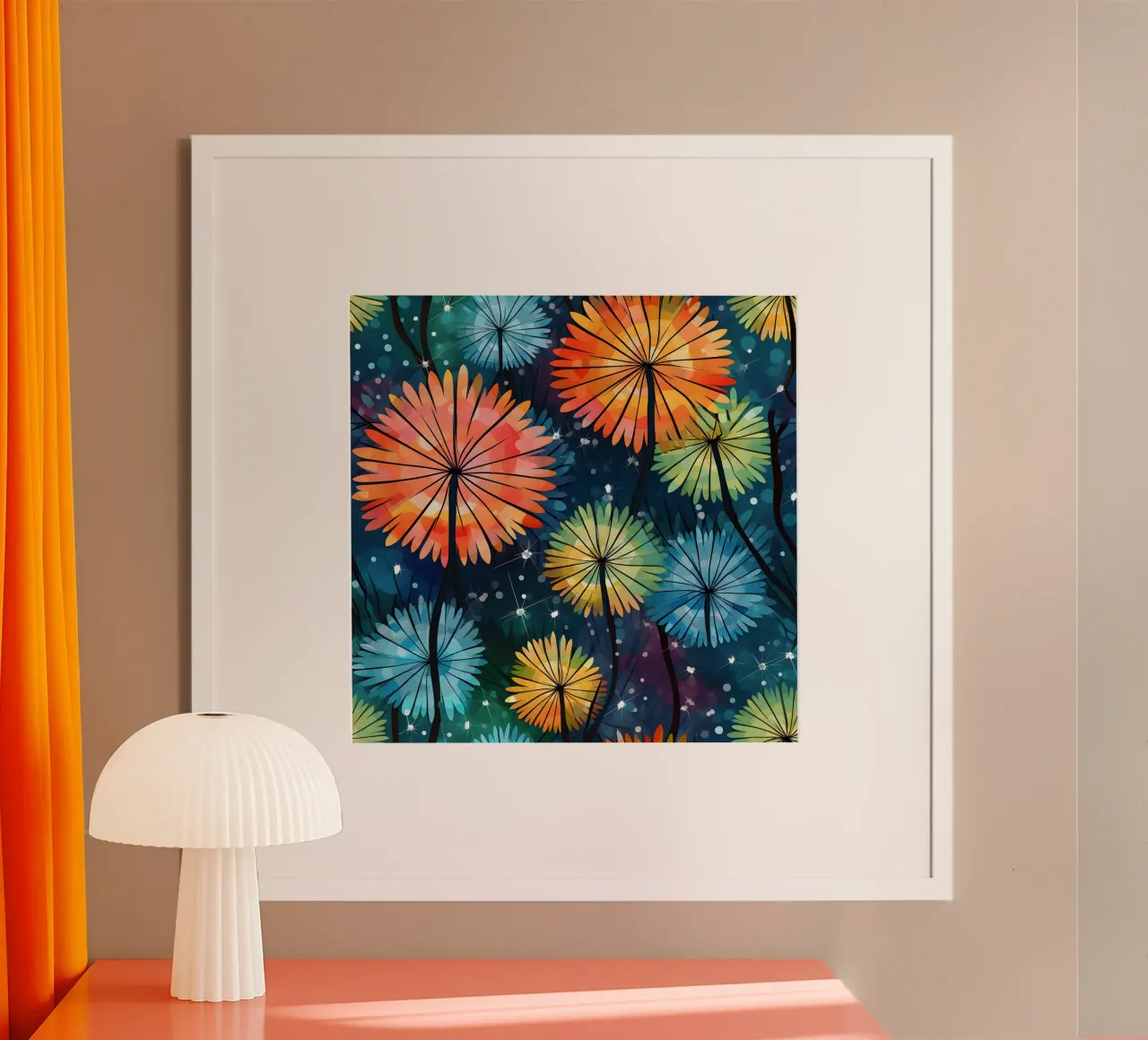 Starlit Pusteblumen Poster von Botanical Pattern House