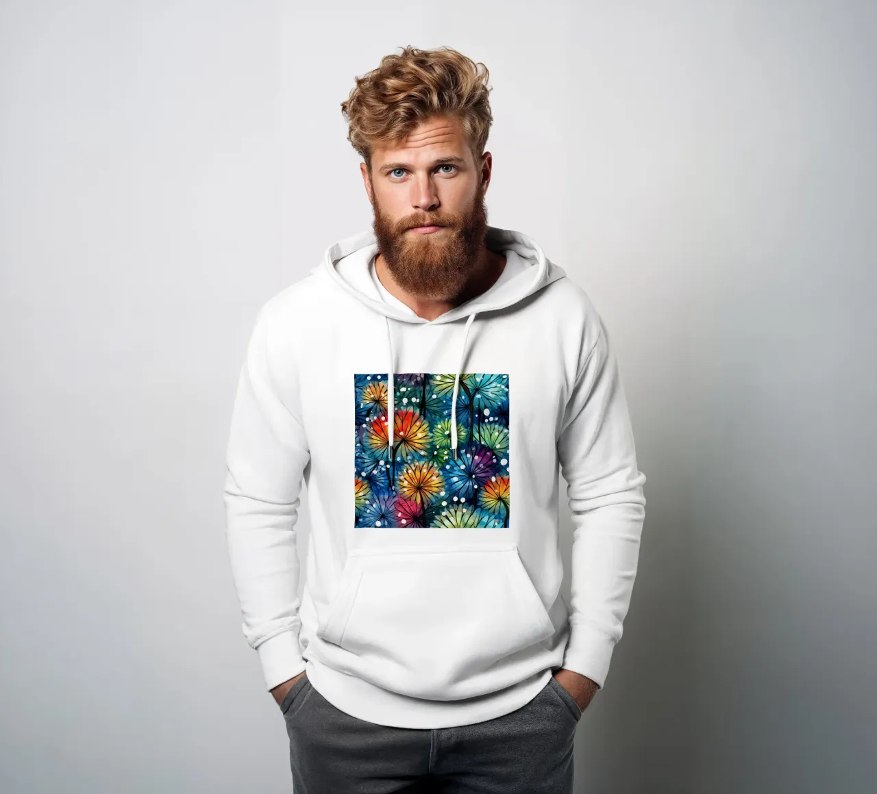 Denti di leone stellati felpa con cappuccio da Botanical Pattern House