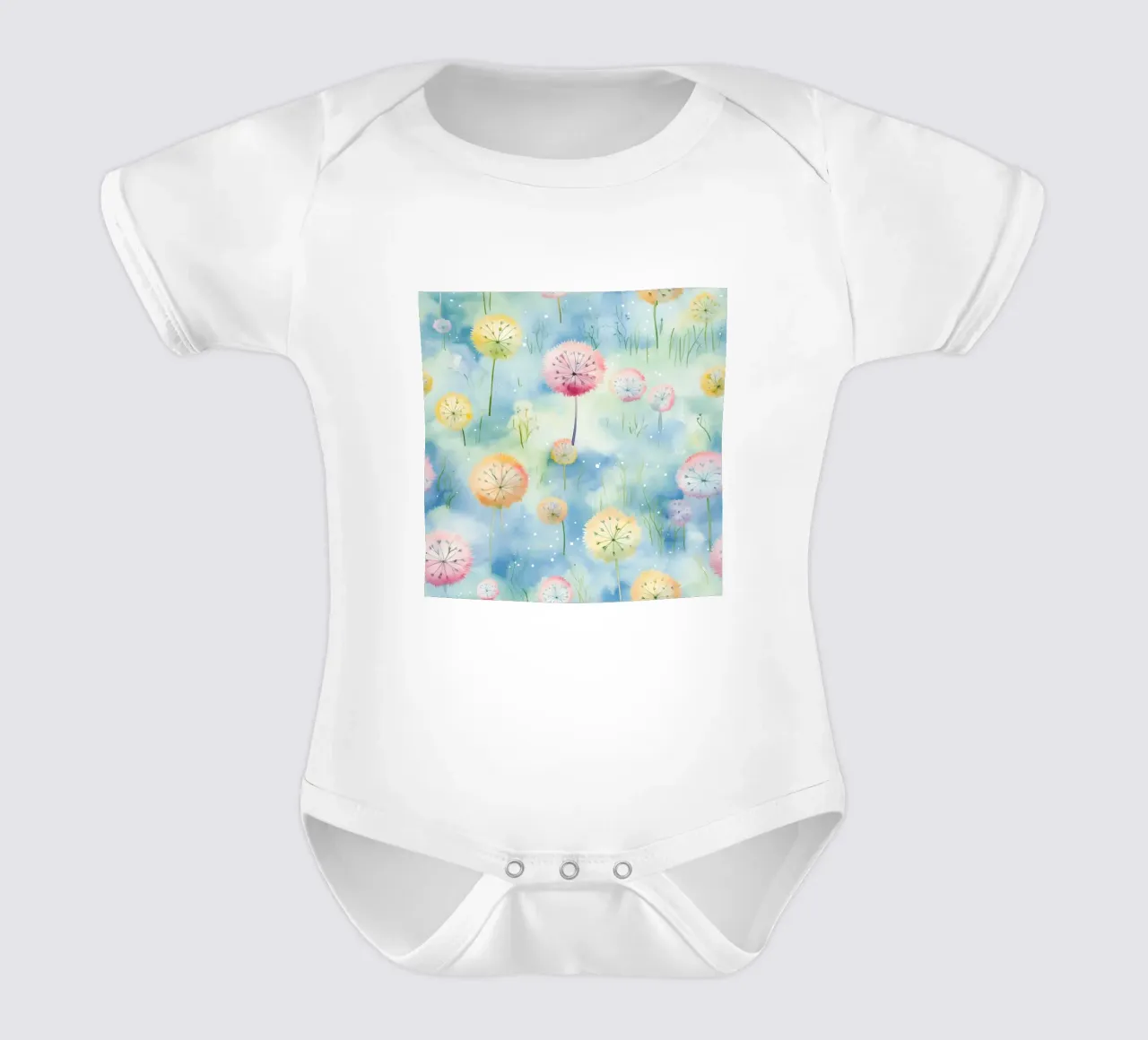 Regenboog paardenbloemen babyrompertje korte mouwen van Botanical Pattern House