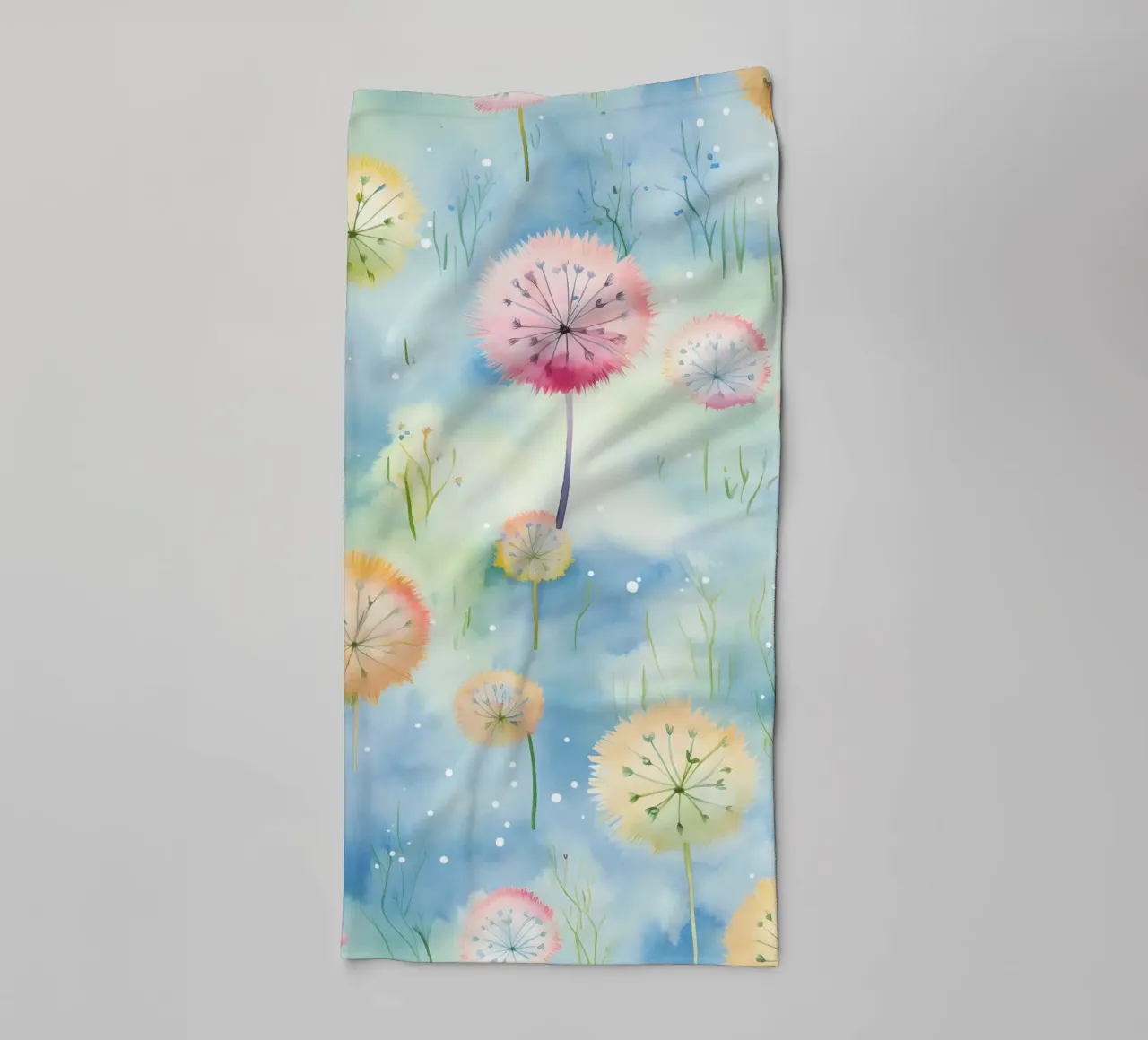 Denti di leone arcobaleno asciugamano da bagno da Botanical Pattern House