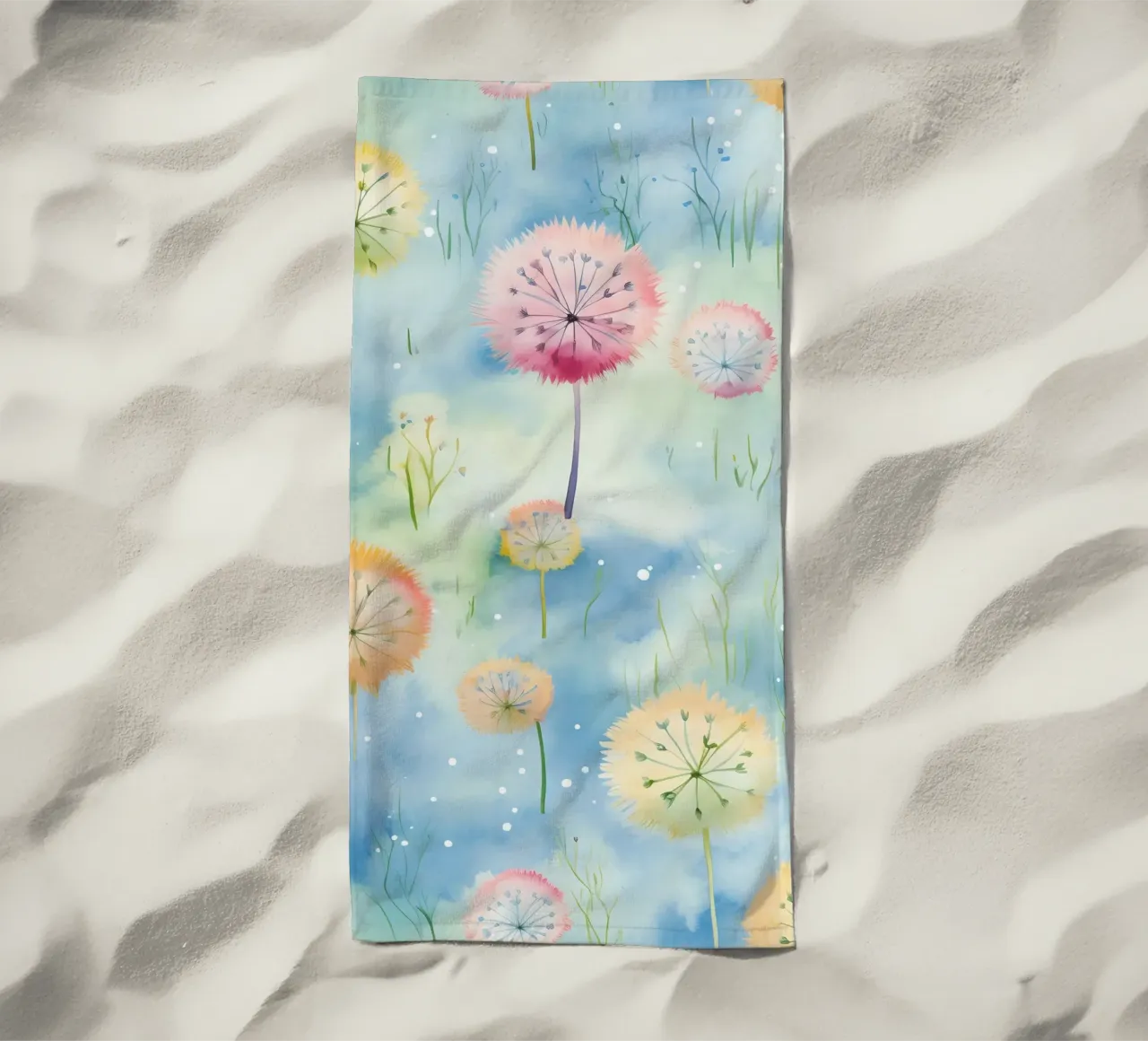 Denti di leone arcobaleno telo mare da Botanical Pattern House