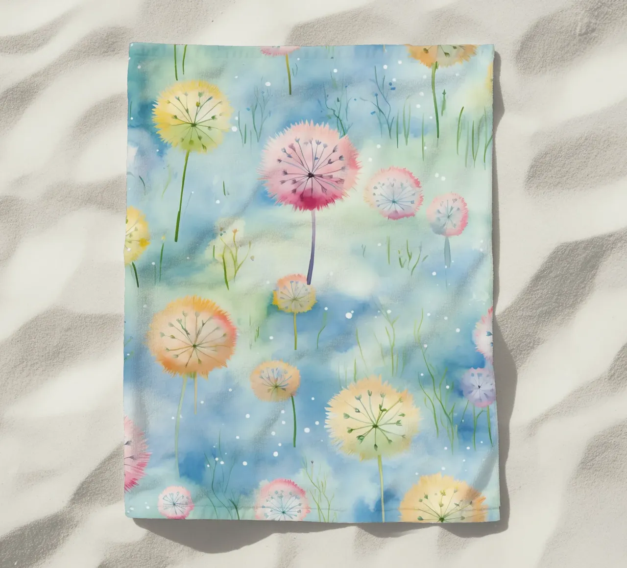 Denti di leone arcobaleno telo mare da Botanical Pattern House